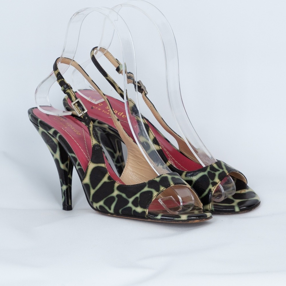 Kate Spade Womens Giraffe Print Slingback‎ Shoes Size 6 Peep Toe Professional